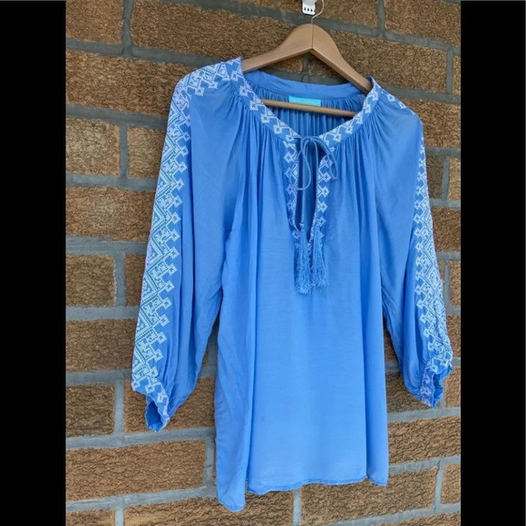 MELISSA ODABASH Melissa Odabash Embroidered Peasant Top large - Picture 4 of 9